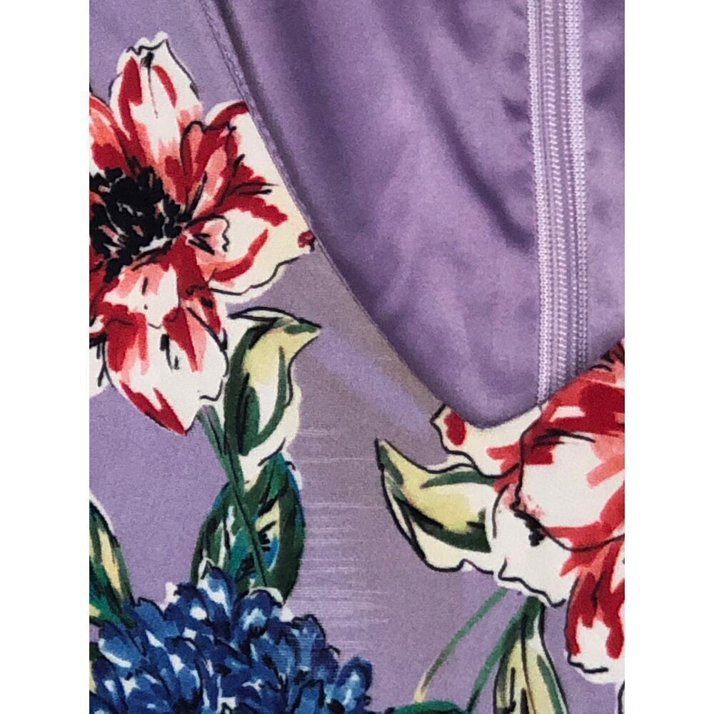 Parker Ana Combo Romper Shorts Flutter Sleeves V-Neck Floral Print Purple 2 - Picture 5 of 10